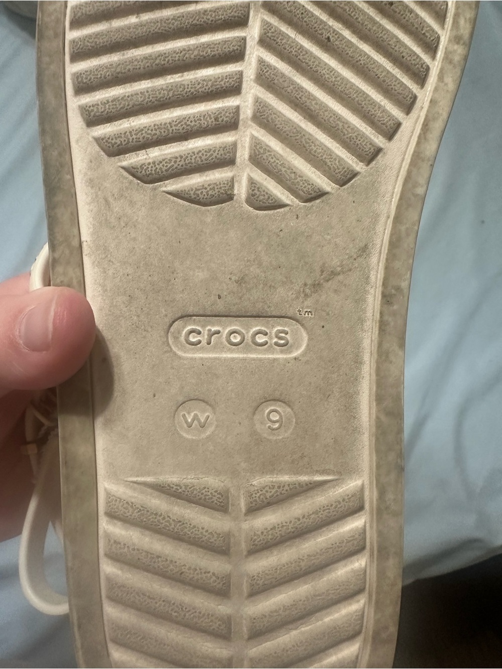 CROCS Women’s Cream T-Strap Thong Sandals - Picture 2 of 2